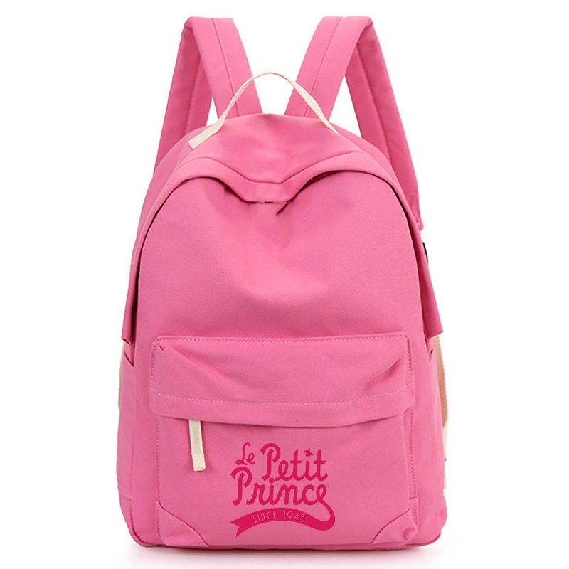 Little Prince Classic Edition - zipper backpack (powder) - กระเป๋าเป้สะพายหลัง - ผ้าฝ้าย/ผ้าลินิน สึชมพู