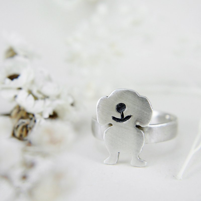 PET// Smile Dog Ring / sausage dog/ doxie - General Rings - Other Metals Silver