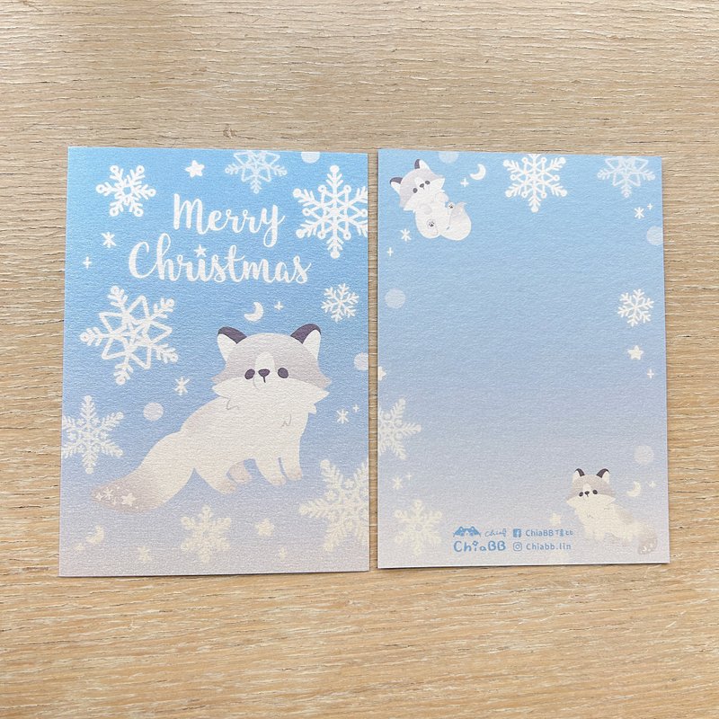 Ice Fox / ChiaBB illustration postcard - การ์ด/โปสการ์ด - กระดาษ สีน้ำเงิน