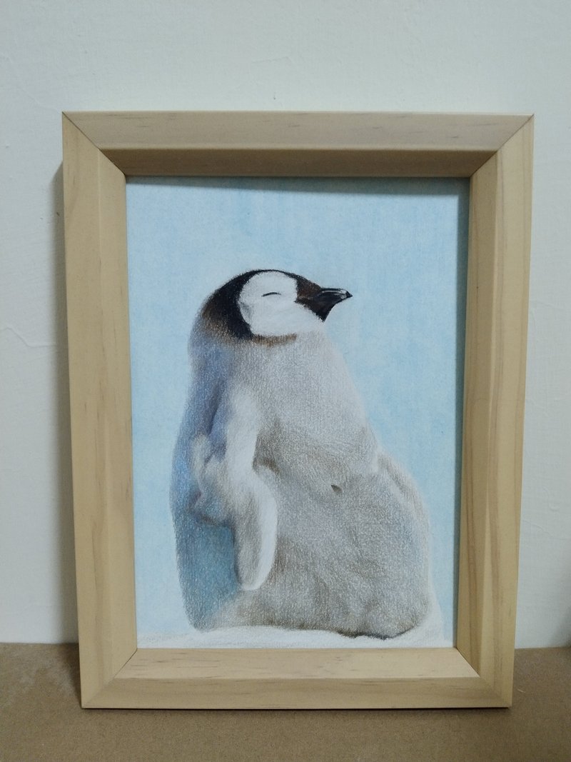 Decoration/Penguin/Colored pencil drawing/Original manuscript/Framed - Posters - Paper 