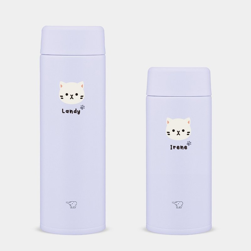 [Customized gift] Cat head English name Zojirushi Stainless Steel thermos bottle PU012 - Vacuum Flasks - Stainless Steel Purple