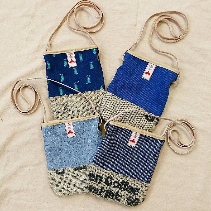New shop discount lattice / denim / coffee bean linen cloth cloth belt oblique / oblique shoulder bag - กระเป๋าแมสเซนเจอร์ - ผ้าฝ้าย/ผ้าลินิน หลากหลายสี