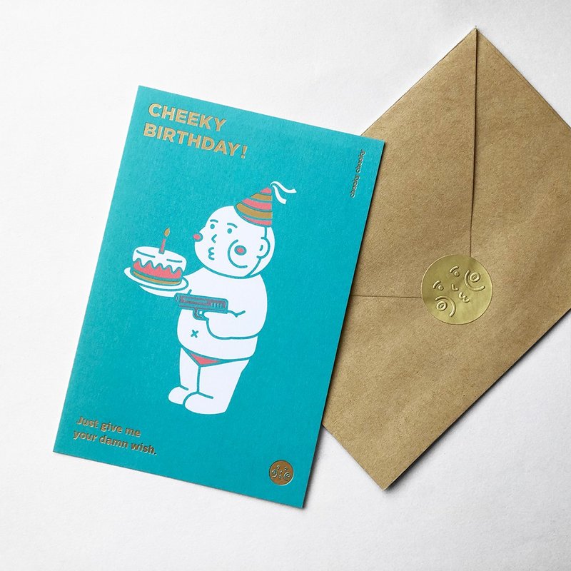 cheeky cheeky thick face Cheeky Birthday birthday card stamping envelope sticker - การ์ด/โปสการ์ด - กระดาษ ขาว