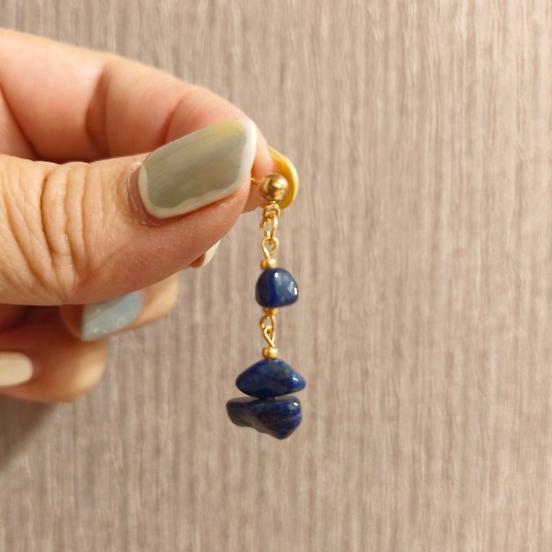 lapis lazuli earrings - ต่างหู - เครื่องประดับพลอย สีน้ำเงิน