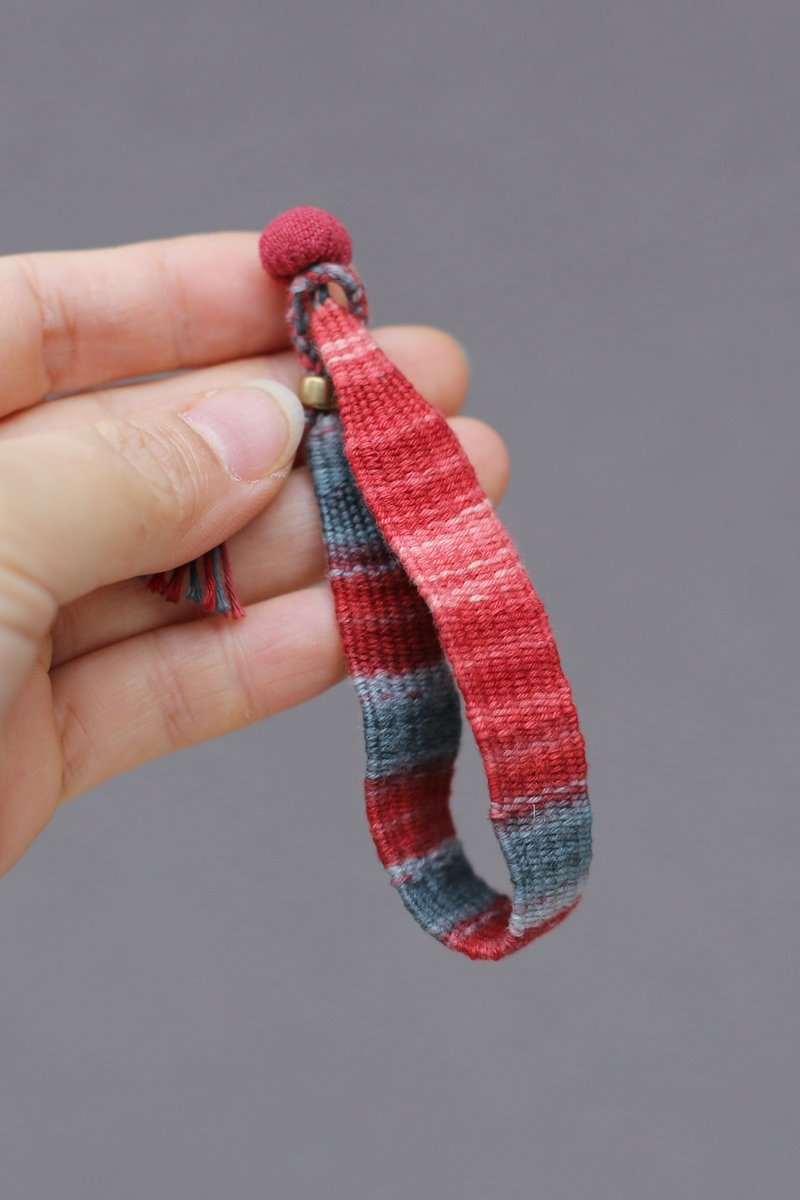 NO.8 Original Fully Handmade & Plant-Dyed | Upright | Cotton Hand-Dyed Thread Woven Bracelet | Artistic - Bracelets - Cotton & Hemp Red