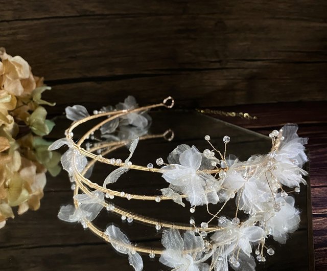 ひそやかな花言葉 クリスタルオーガンジーフラワーヘアアクセサリー＋