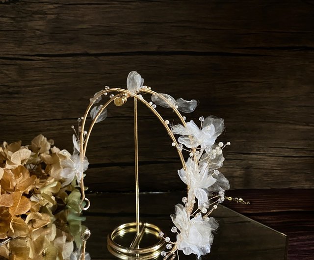 ひそやかな花言葉 クリスタルオーガンジーフラワーヘアアクセサリー＋