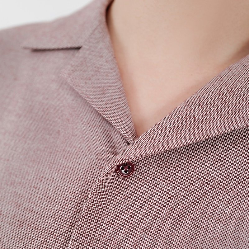 Chestnut Clothing Research Institute | Independently designed hawthorn red flannel pure cotton Cuban collar basic long-sleeved shirt - เสื้อเชิ้ตผู้หญิง - ผ้าฝ้าย/ผ้าลินิน 