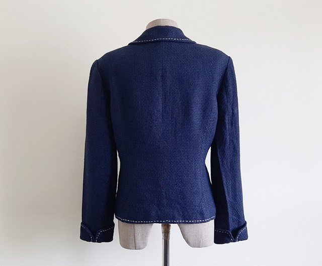 Womens blue linen outlet jacket