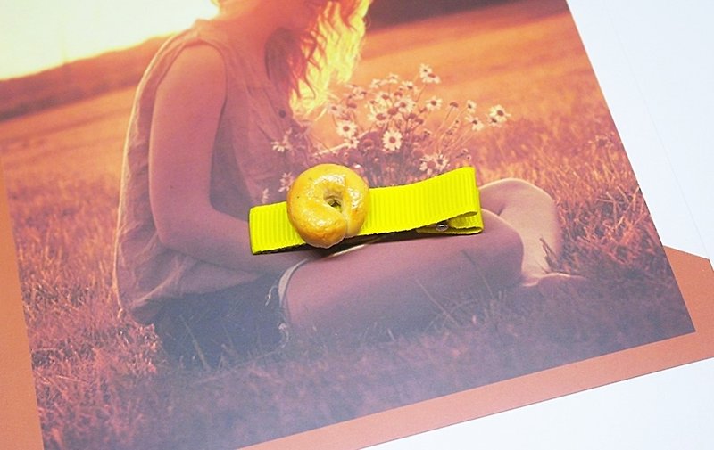 <Girl's Clay Hair Accessories> => Bagel-Hairpin Series-# Emulation Clay# Lovely - Hair Accessories - Clay Yellow