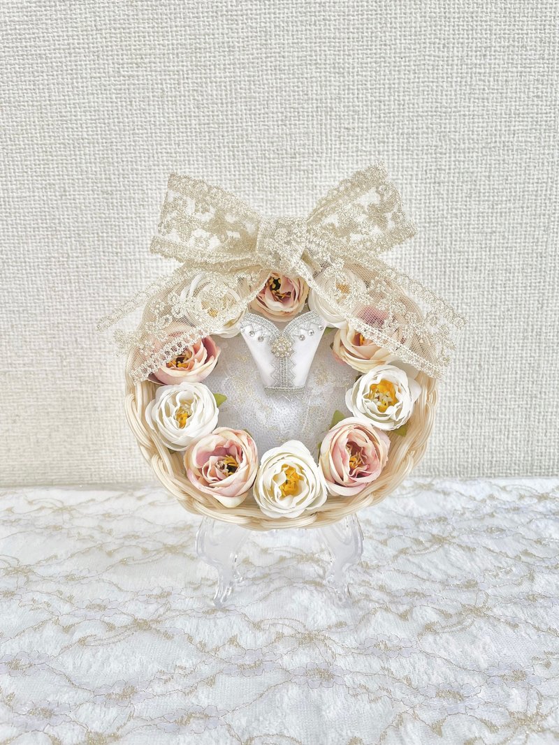 バレエチュチュ×フラワーオーナメント　ホワイト ver - 擺飾/家飾品 - 木頭 白色