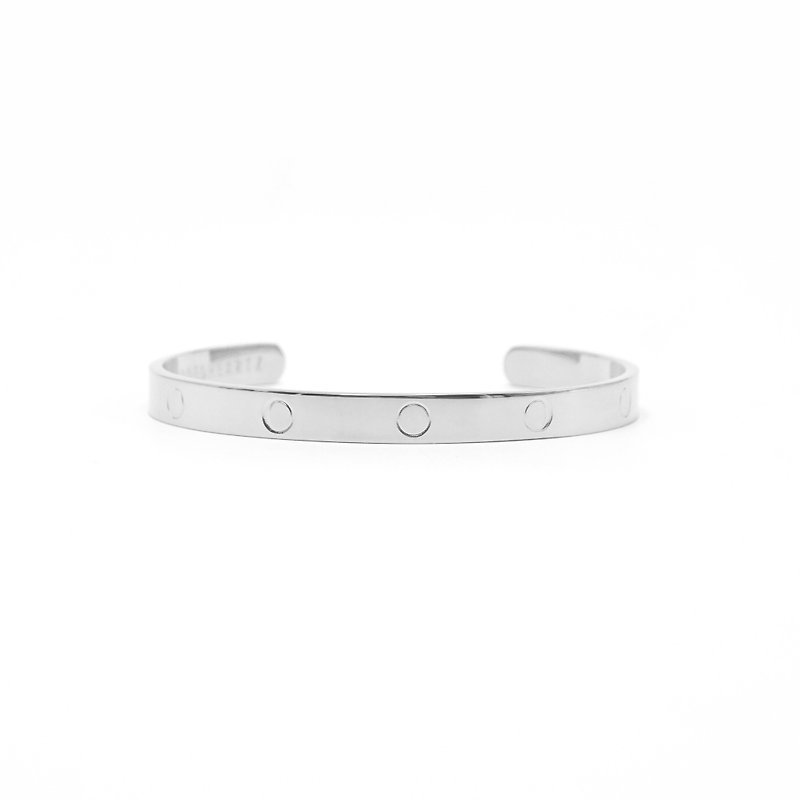 Silver Moon Phase Bangle Bracelet - Stainless Steel - สร้อยข้อมือ - โลหะ สีเงิน
