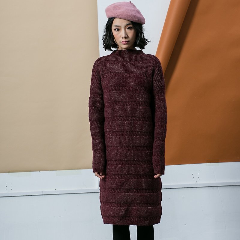 Anne Chen long sweater dress autumn and winter new thickened long-sleeved hood small knit skirt was thin - เสื้อแจ็คเก็ต - ผ้าฝ้าย/ผ้าลินิน หลากหลายสี
