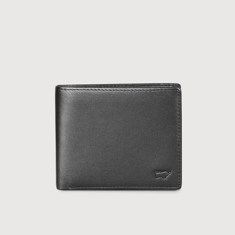 [Free upgrade gift packaging] Cass 12 card middle flip transparent window short clip-black/BF525-317 - Wallets - Genuine Leather Black