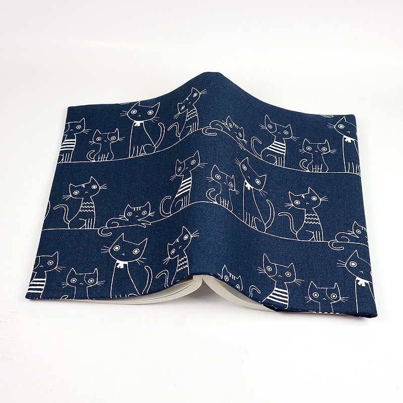 A5 Mom's Handbook Cloth Book Cloth Book - Line Cat (Blue) - Book Covers - Cotton & Hemp Blue