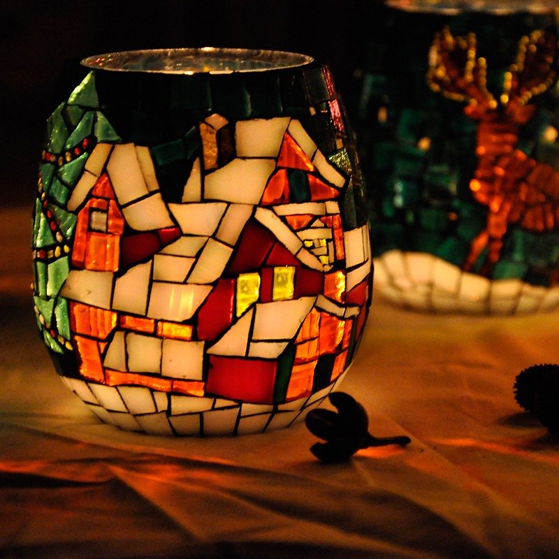 Elk/  Handmade mosaic candlestick/ Home decoration/ Xmas /Christmas gift - Candles & Candle Holders - Glass 