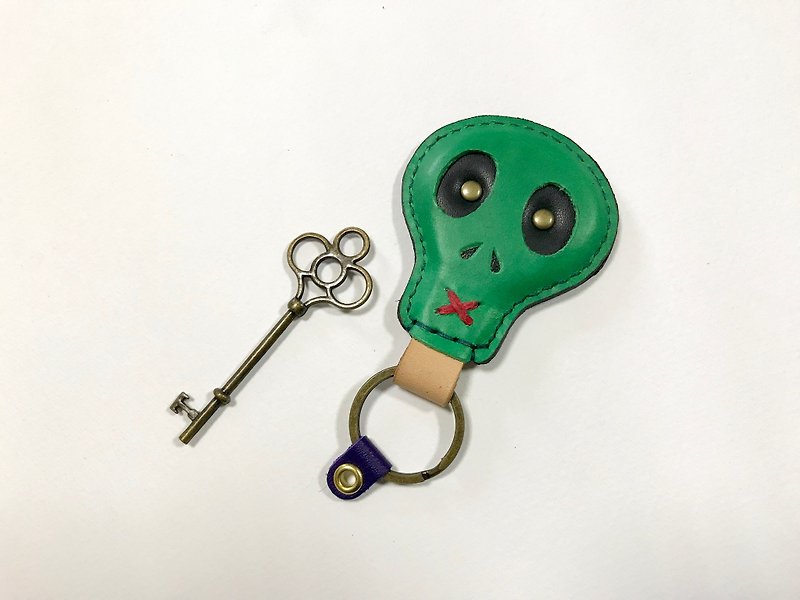 POPO│鬼月│骷髅Key ring│Real leather - ที่ห้อยกุญแจ - หนังแท้ สีเขียว