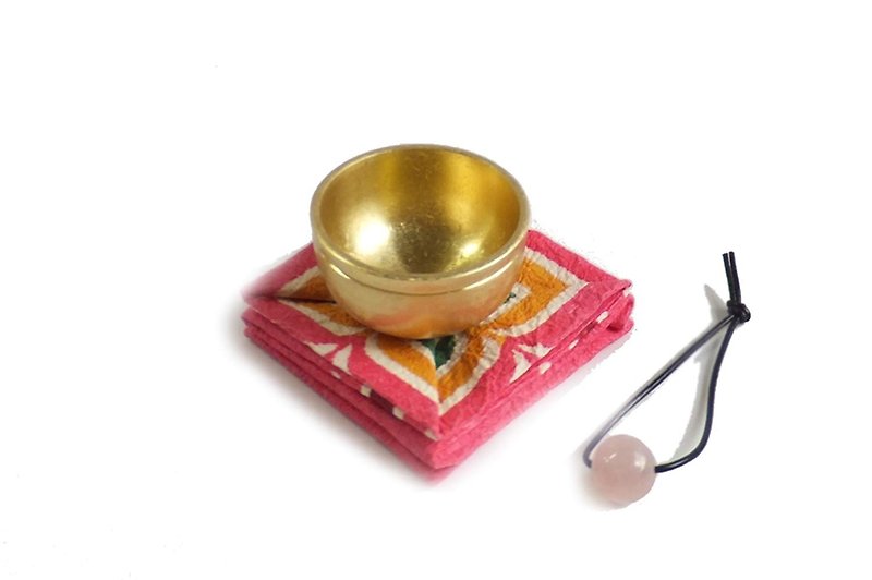 Portable Bronze chime (gold-pink crystal) - อื่นๆ - โลหะ สีทอง