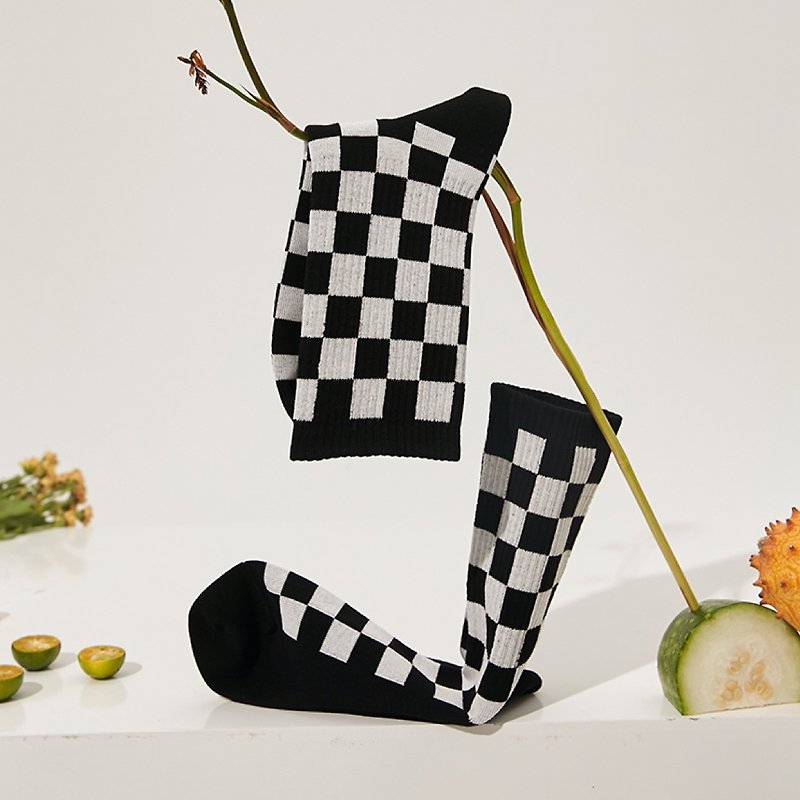 HM Modern Mosaic Unisex Socks - Socks - Cotton & Hemp Black