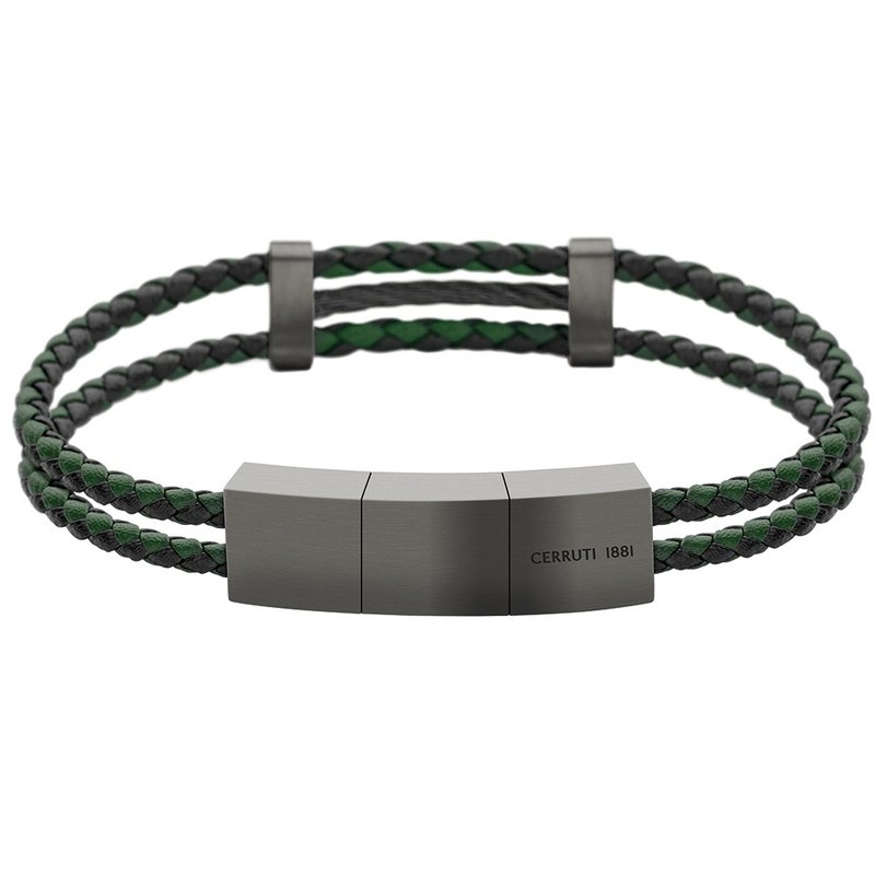 CERRUTI 1881 限量2折 編織不銹鋼皮革手 全新專櫃展示品 - 手鍊/手環 - 其他金屬 