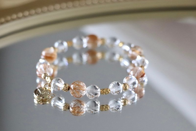 Bronze Hair Lucky Bracelet Original Mine Design / Queen's Scepter - Bronze Hair Crystal - White Crystal - สร้อยข้อมือ - คริสตัล สีทอง