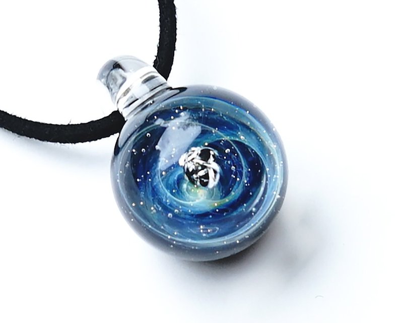 Meteorite Blue World Gibeon Meteorite Glass Pendant Space Planet Star Free Shipping - Necklaces - Glass Blue