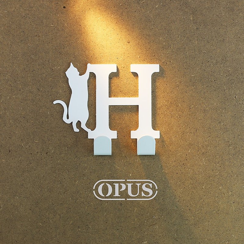 【OPUS東気金属加工】猫がHフック（ホワイト）/ハンガー/シェイプフック/トレースなしの文字に出会ったとき - 収納用品 - 金属 ホワイト