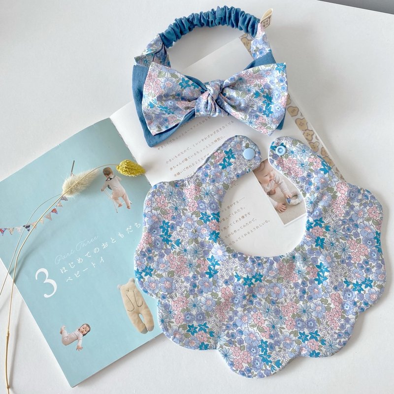 Fast Shipping Flower Feast Handmade Moon Gift Box Two-piece Six-layer Yarn Bib + Baby Hairband - Baby Gift Sets - Cotton & Hemp 