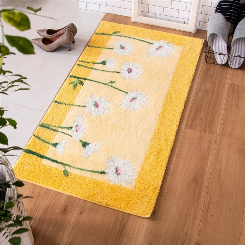 日本OKA 日製抗菌防臭可水洗威爾頓編織玄關地墊-60x110cm - 地墊/地毯 - 其他人造纖維 黃色