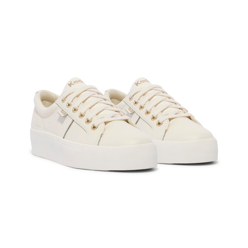 [Opening Celebration] KEDS JUMP KICK DUO sports gold eye buckle leather thick-soled casual shoes WH68090 - รองเท้าลำลองผู้หญิง - หนังแท้ 