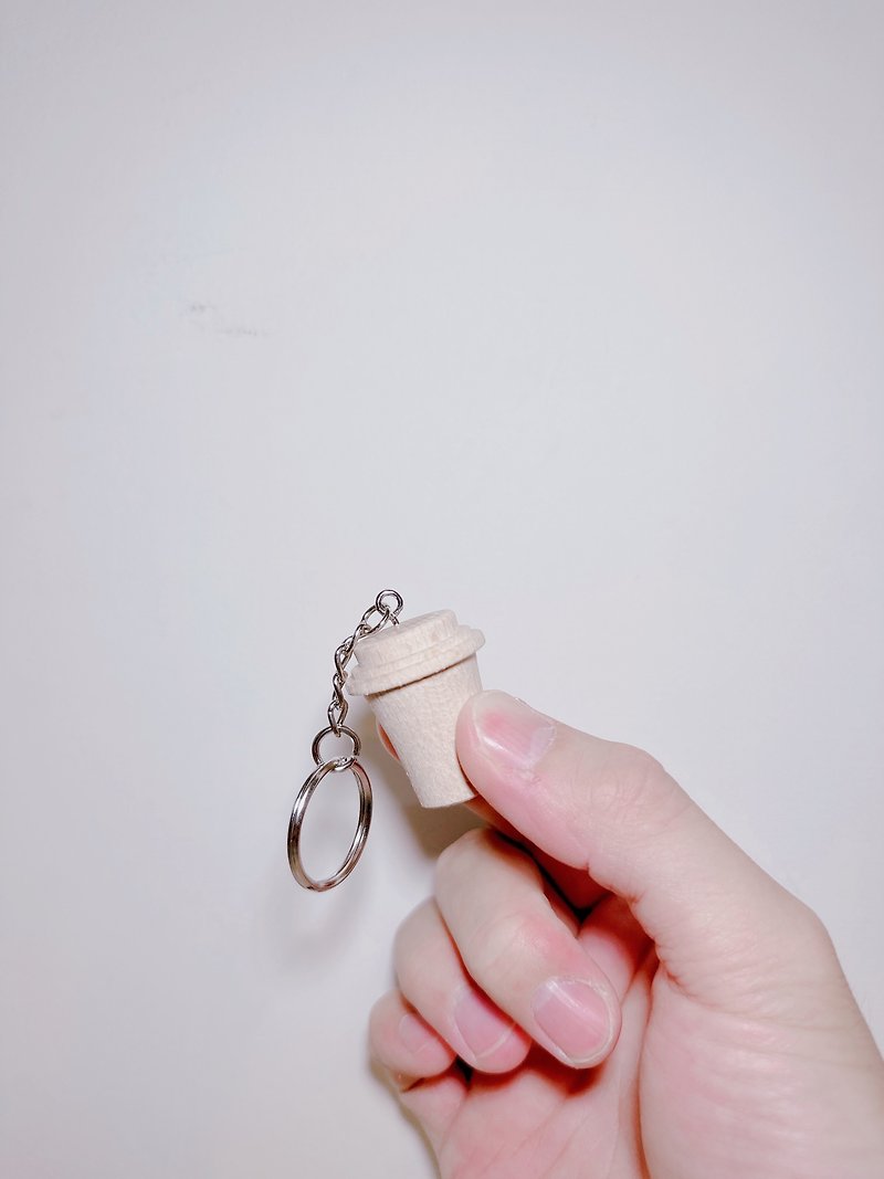icr coffee cup key ring - Keychains - Wood Gold