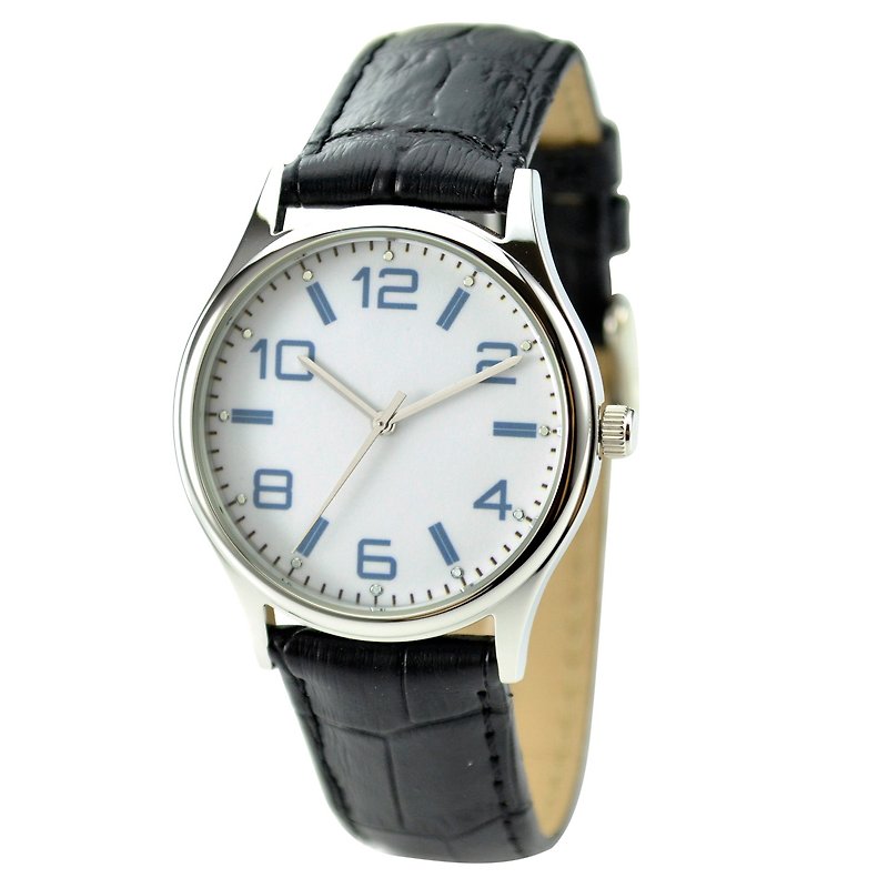 Christmas gift - Minimalist Big Index Watch - Unisex - Free shipping worldwide - นาฬิกาผู้ชาย - สแตนเลส สีน้ำเงิน