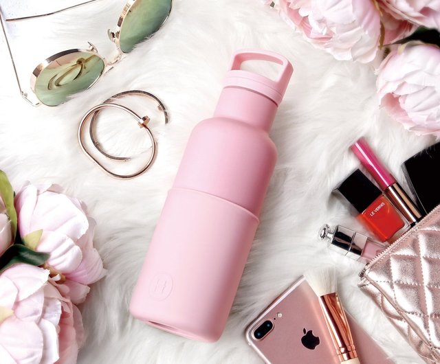 Vacuum Insulated Water Bottle - Rose Pink 16 oz Snow