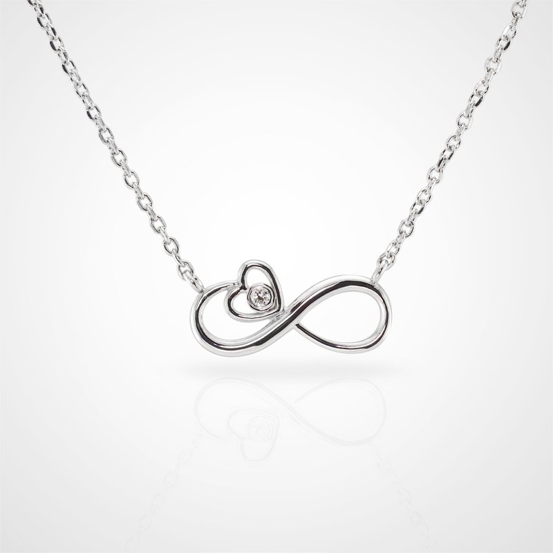 925 Sterling Silver/18K [Infinite Love Diamond Necklace] Love is infinite - สร้อยคอ - เครื่องประดับ หลากหลายสี