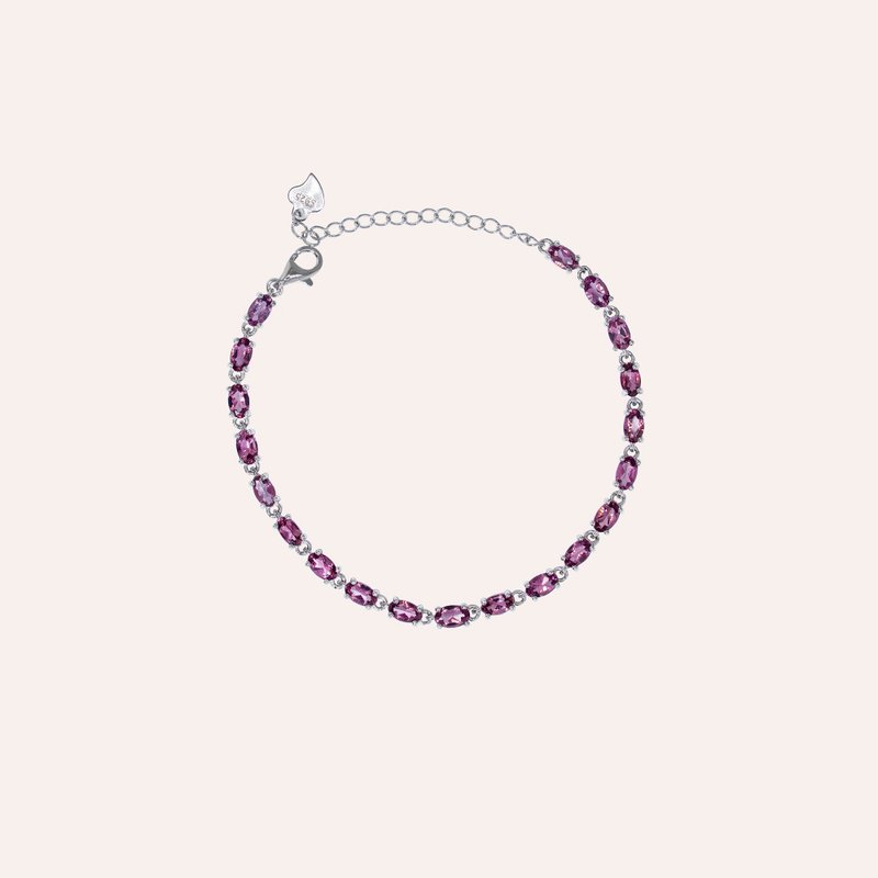 Anjumalaya Purple Oval 3*5mm Bracelet Harmony Series Oval B Gemstone Silver Jewelry - Bracelets - Silver Purple