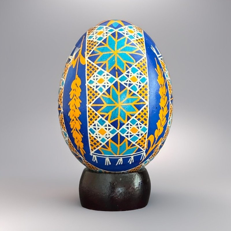 烏克蘭復活節彩蛋 純手工彩繪雞蛋殼 胡特爾式彩蛋 - 擺飾/家飾品 - 其他材質 藍色