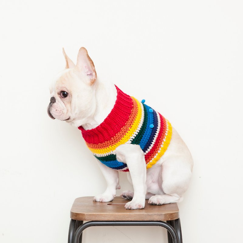 古靈精怪球球高領毛衣-復古彩虹 聖誕禮盒 - 寵物衣服 - 聚酯纖維 多色