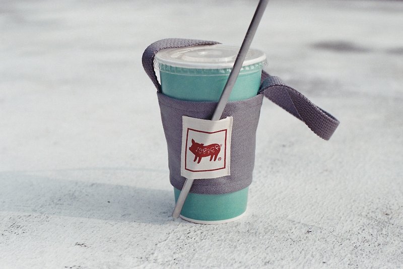 Color ticket cup set cup bag plain canvas minimalist style - กระเป๋าถือ - ผ้าฝ้าย/ผ้าลินิน สีเทา