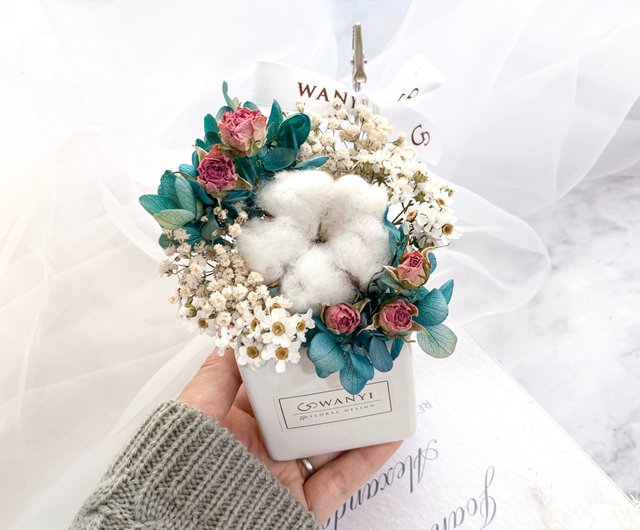 小さな庭の綿鉢植えの花ドライフラワークリスマスプレゼント結婚式小さなものギフト卒業ギフトギフト - ショップ wanyi 観葉植物 - Pinkoi