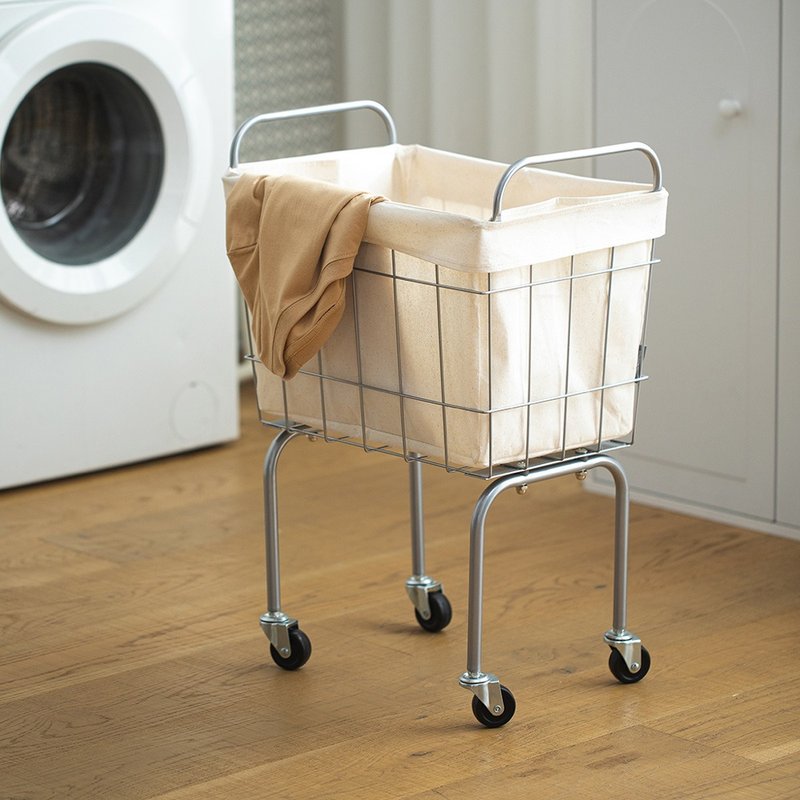 Japan Frost Mountain Iron Retro Style Mobile Laundry Basket - Shelves & Baskets - Other Materials White