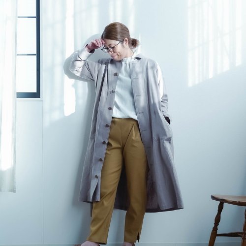 wafuリネンコート wafu【リネンコート】ココが好きです かっこいい後ろ姿 ステンカラー