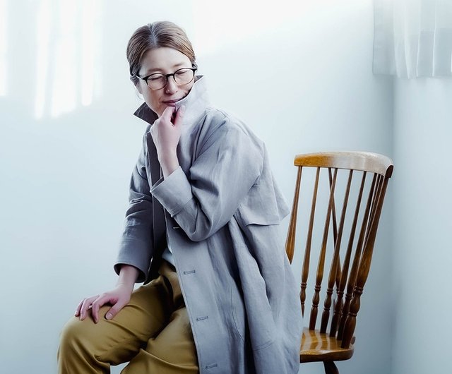 wafu【リネンコート】ココが好きです かっこいい後ろ姿 ステンカラー