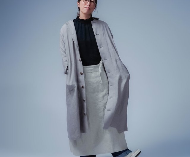 wafu【リネンコート】ココが好きです かっこいい後ろ姿 ステンカラー
