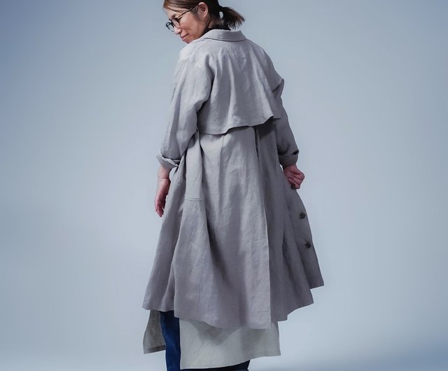 wafu【リネンコート】ココが好きです かっこいい後ろ姿 ステンカラー
