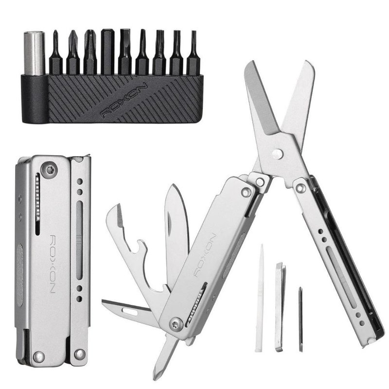 13 in 1 Multi Tool EDC Small Knife & Scissors w/ Toothpick & Tweezers Multi tool - ชุดเดินป่า - โลหะ สีเงิน