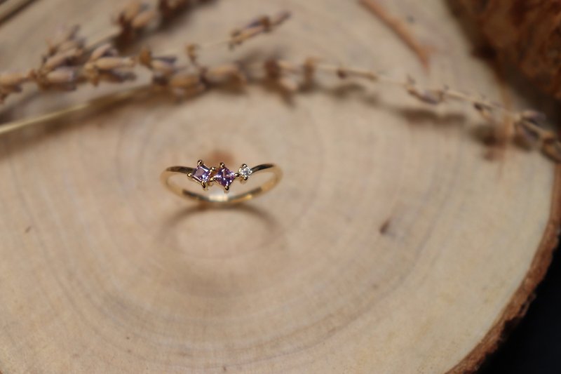 [Hua Rin akari] k18 small square purple sapphire combination / spot - General Rings - Precious Metals Gold