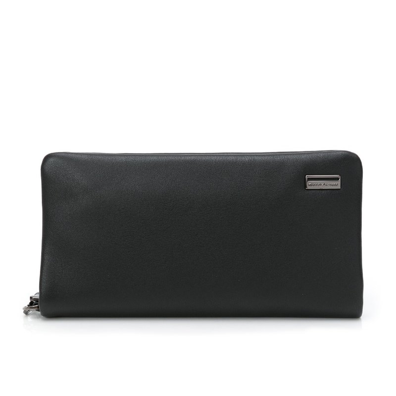 【金安德森】個性主宰 橫式10卡 磁扣拉鍊長夾-黑色 - 銀包 - 真皮 黑色