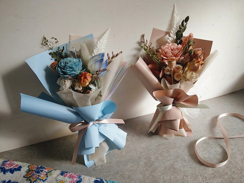 Morandi Mini Bouquet－Korean Design/Dried Flowers/Diffusers - Dried Flowers & Bouquets - Plants & Flowers Blue