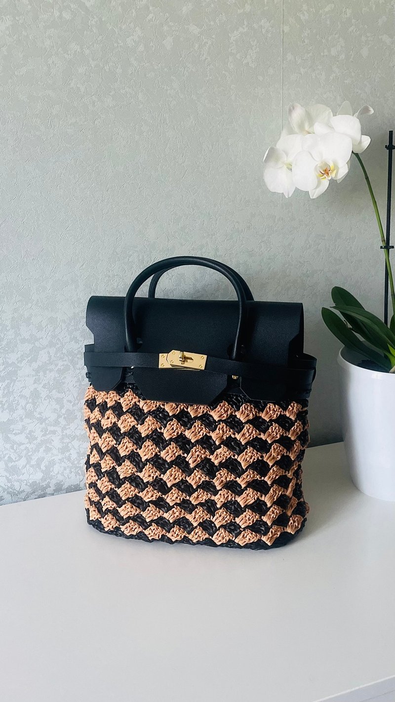 Black bag Bag handbag Bag handmade Crochet bag Bagshopper Totes bag Coolbag - Handbags & Totes - Other Materials Black