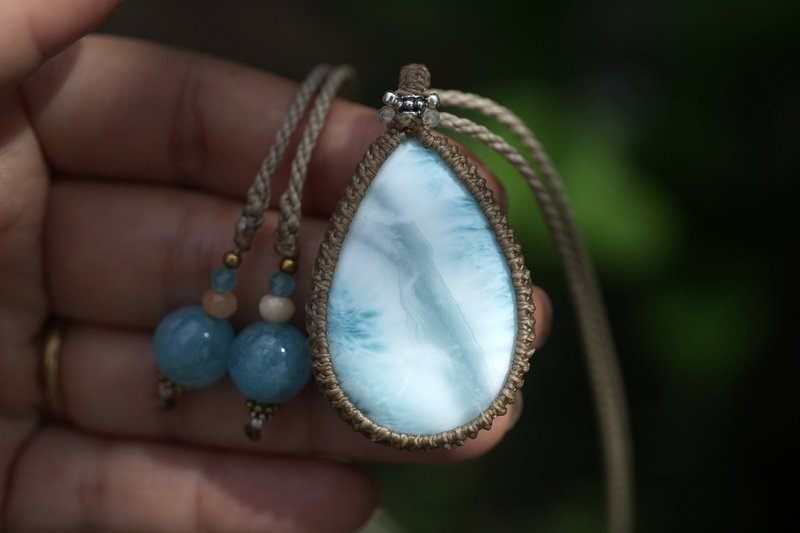 雷波ライン Larimar マクラメネックレス1892 - 項鍊 - 寶石 藍色